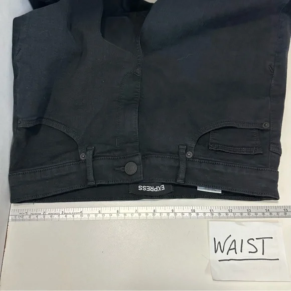 EXPRESS Perfect Curves Black High Rise Denim Legging JEANS Sz 8R Stretch… - Picture 8 of 12